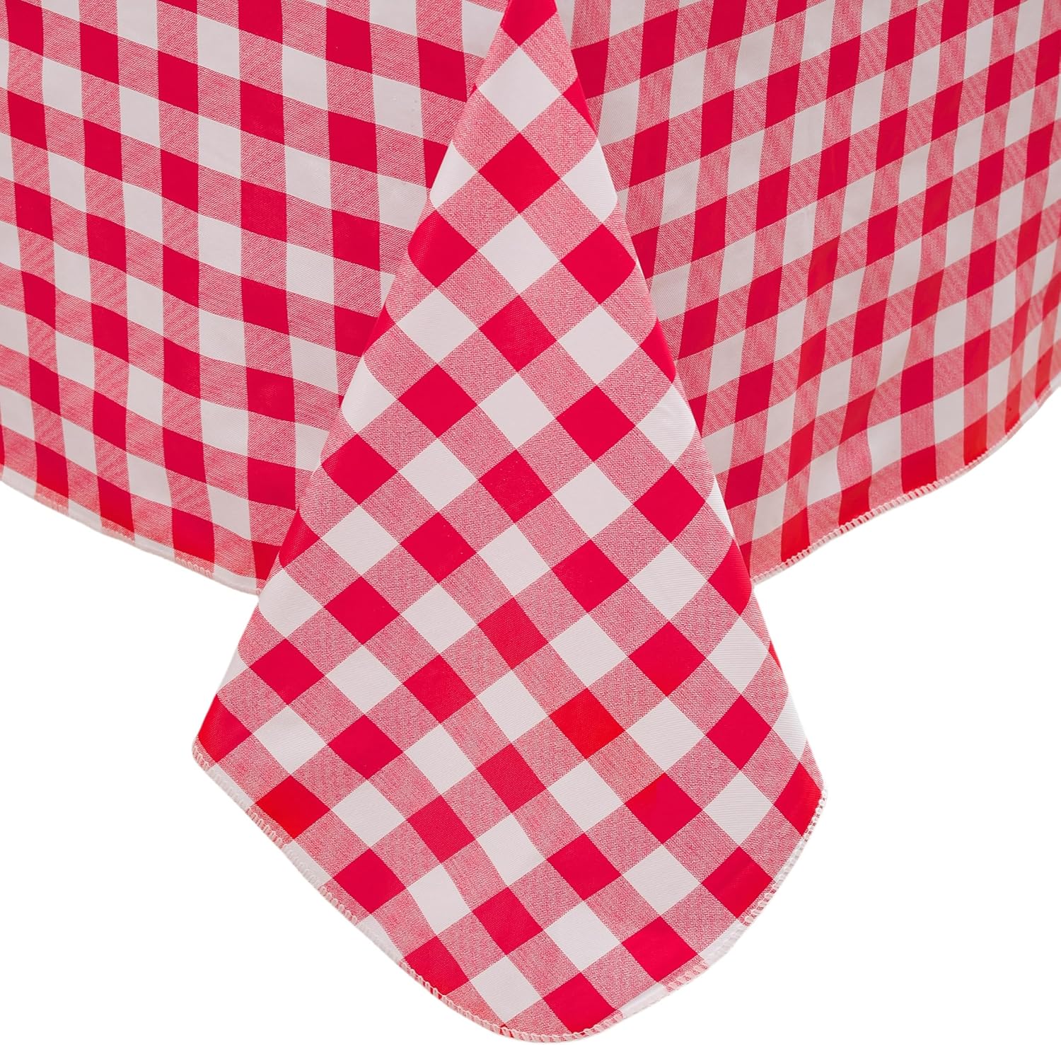 Heavy Duty Vinyl Tablecloth with Flannel Backing Waterproof Oil-Proof Plastic Table Cloth Stain-Resistant Wipeable Rectangle or Square Table Cover for Indoor and Outdoor (Red Checkered, 60x84 Inch)