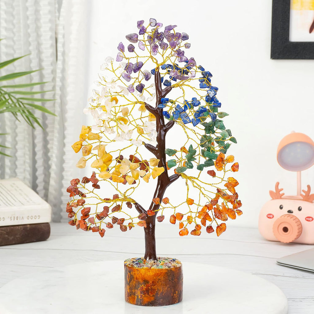 7 Chakra Tree of Life - Crystal Tree for Positive Energy, Attract Good Luck Mothers Day Feng Shui Money Bonsai - Gemstone Tree, Seven Chakra Healing Stones, Home Decoration Gift
