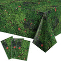 Tiamon 3 Pcs Green Moss Plastic Tablecloth 108 x 54 Inch Grass Leaves Table Cover Disposable Tablecloth for Rectangle Table Forest Jungle Plants Nature Outdoor Picnic Camping Birthday Party Supplies