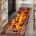 3D Optical Illusion Volcano Hallway Rug, 2x10ft, Crater Lava Texture Rock Suspension Bridge Fun Sensation of Falling Runner Rug, Low Pile Thin Foldable Carpets for Patio Nursery Entrance