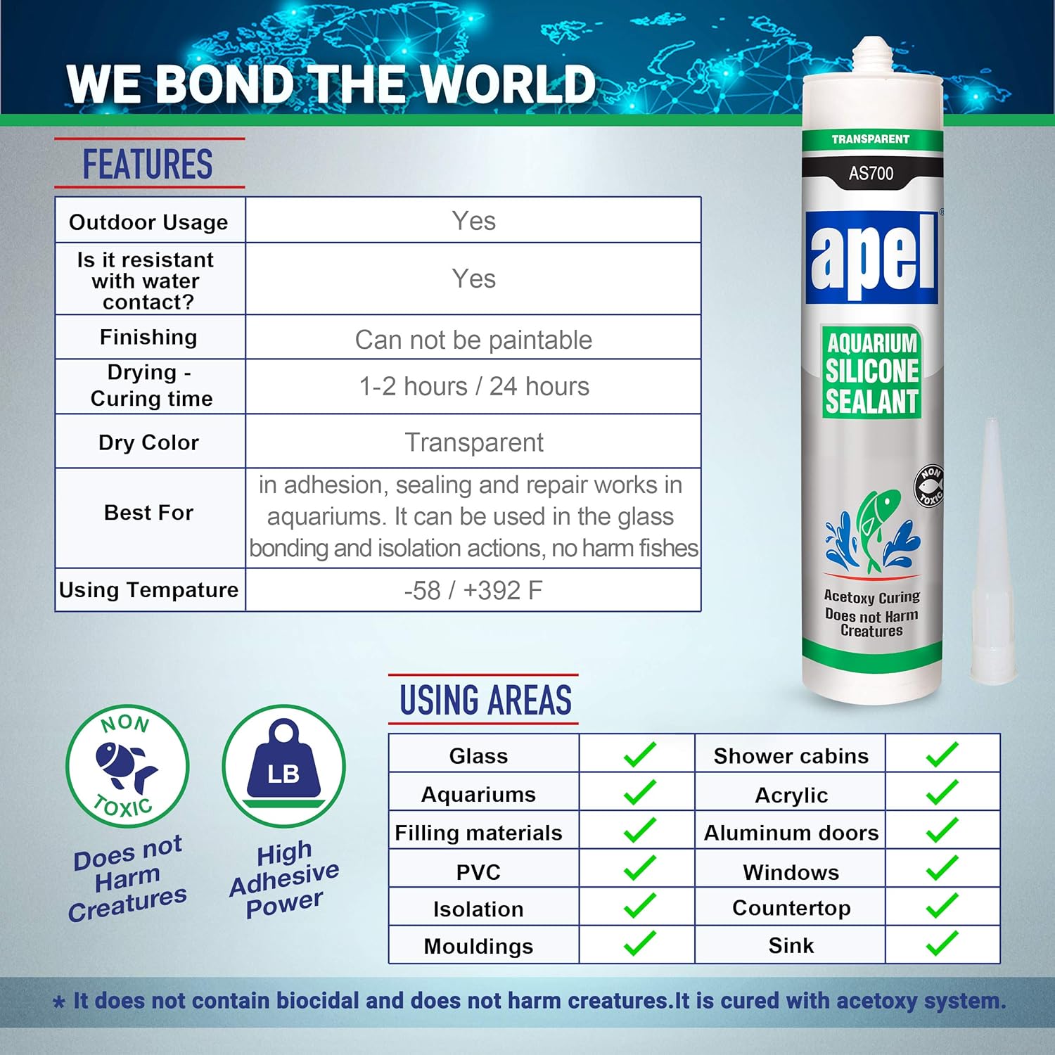 Aquarium 100% Silicone Sealant (10.4 fl oz) Safe for Fish (1 Pack)