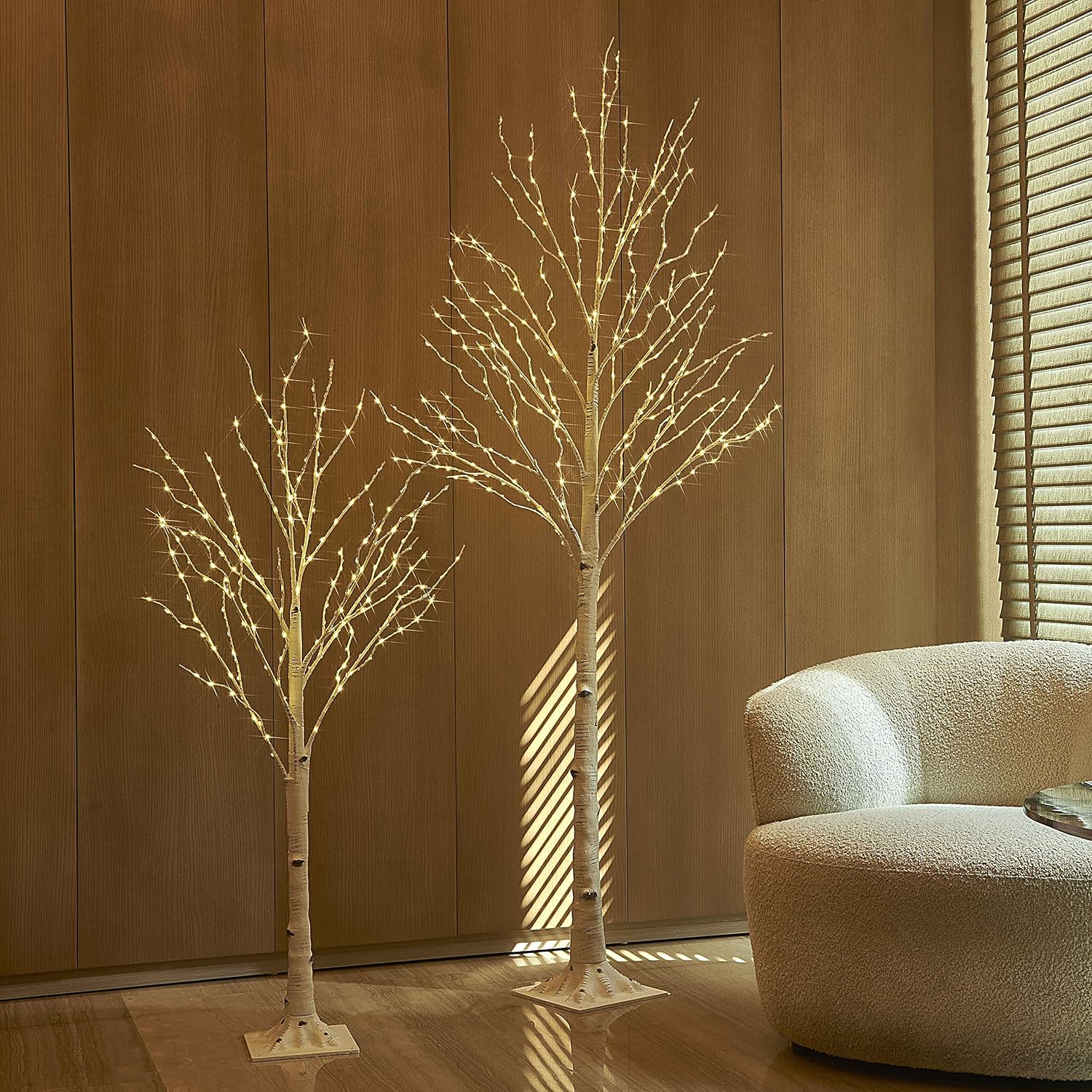 BAOLITVINE Birch Tree with Lights 4FT 200 Fairy Lights, Lighted Trees for Home Fireplace Room Party Thanksgiving Christmas Decoration Inside Outdoor