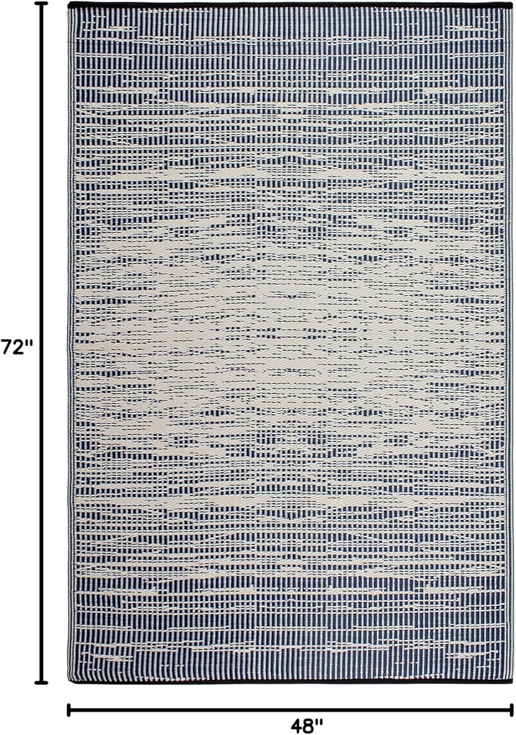 Fab Habitat Outdoor Rug - Waterproof, Fade Resistant, Crease-Free - Premium Recycled Plastic - Distressed Abstract Stripes - Patio, Deck, Porch, Balcony, Laundry Room - Brooklyn - Blue - 4 x 6 ft