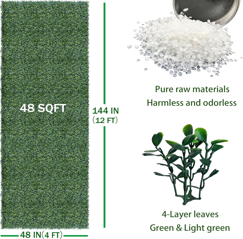 Artificial Ivy Privacy Fence Wall Screen: 4FT X 12FT (48 sqft) UV-Anti Faux Boxwood Roll Panels Greenery Backdrop Ivy Vine Leaf Hedges for Indoor Outdoor Green Decor