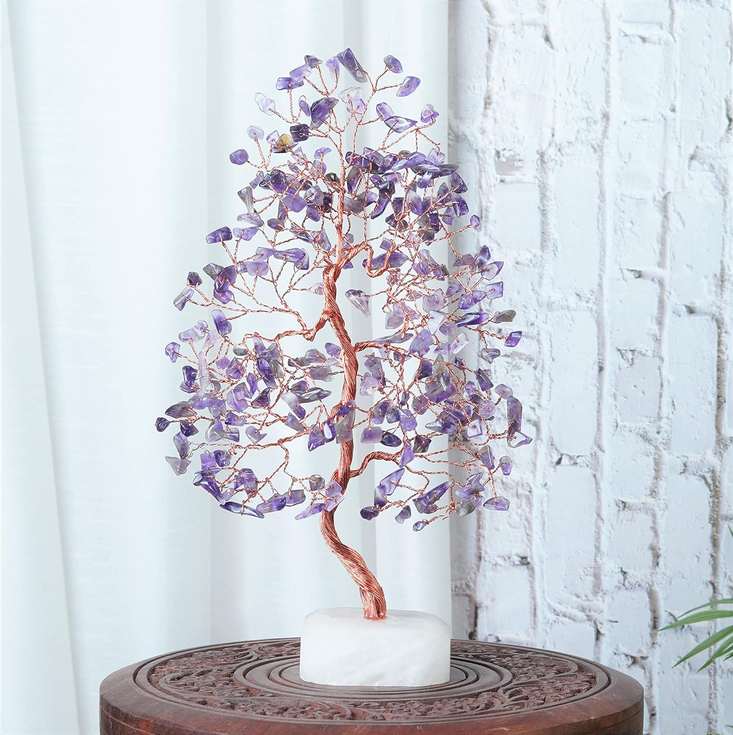 Amethyst Crystal Tree Gemstone Tree of Life Quartz Base Chakra Bonsai Tree for Room, Desk & Office Decor Spiritual Gift Meditation Birthday Gift for Women Mom her Sister Housewarming Gifts Home