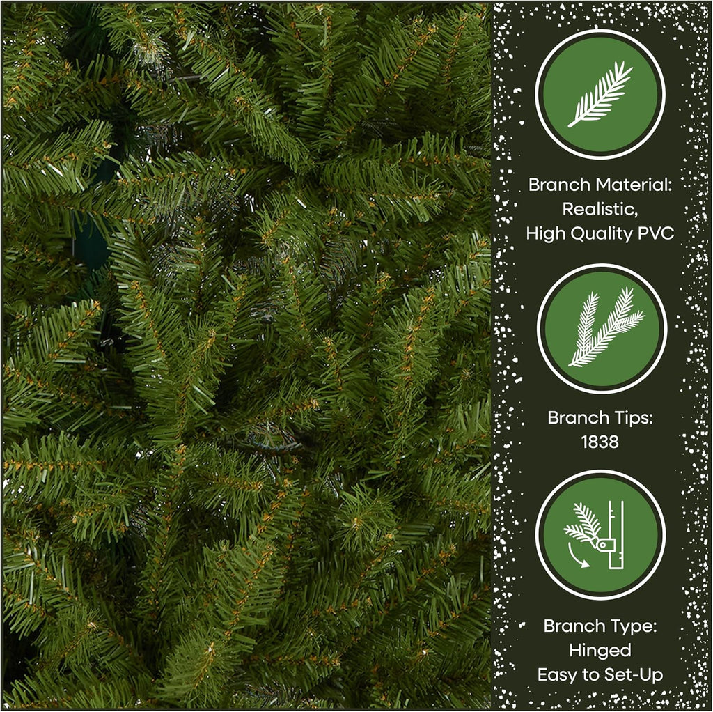 National Tree Company 6.5 ft Unlit Dunhill Fir Full Artificial Christmas Tree, 1,838 Tips, Includes Stand, Green
