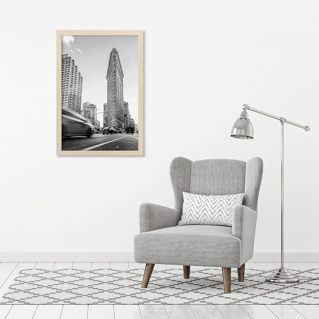 Americanflat 24x36 Poster Frame with Polished Plexiglass - Wide Picture Frames Made of Engineered Wood for Vertical or Horizontal Wall Display - Epic Collection - Light Wood