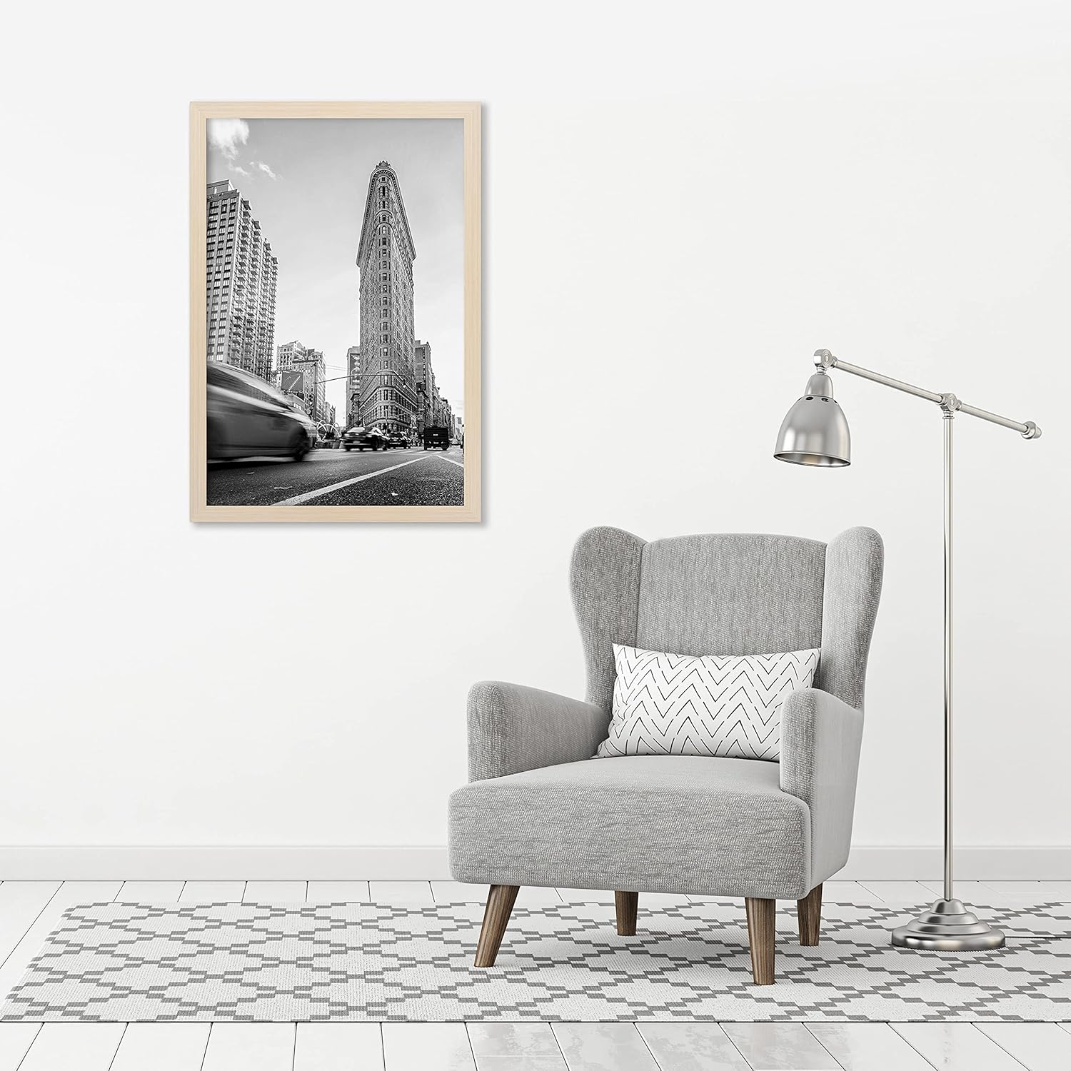 Americanflat 24x36 Poster Frame with Polished Plexiglass - Wide Picture Frames Made of Engineered Wood for Vertical or Horizontal Wall Display - Epic Collection - Light Wood