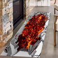 Volcano Landscape Hallway Rug, 4x12ft, 3D Optical Illusion Abstract Lava Long Retro Rock Cracks Print Runner Rug, Foldable Non-Shedding Carpets Rug for Entryway Indoor Bedroom