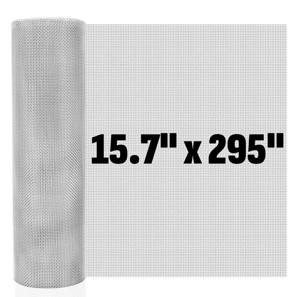 20 Mesh 304 Stainless Steel Mesh Screen, 15.7'' x 295''(40cm x 750cm) Wire Screen Mesh, Rust Free Woven Wire Mesh, Metal Mesh Screen for Air Vents, Window Screen, Filters, Garden Covers