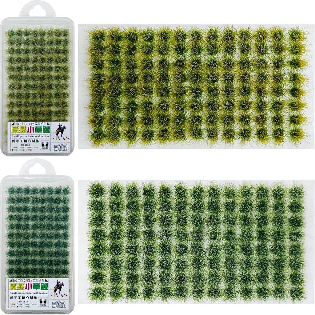 208 PCS Static Grass Tuft Model Grass Tufts Railway Artificial Grass 2 Color Bushy Tuft Flower Cluster Vegetation Groups for DIY Architecture Building Model Train Landscape Railroad Scenery
