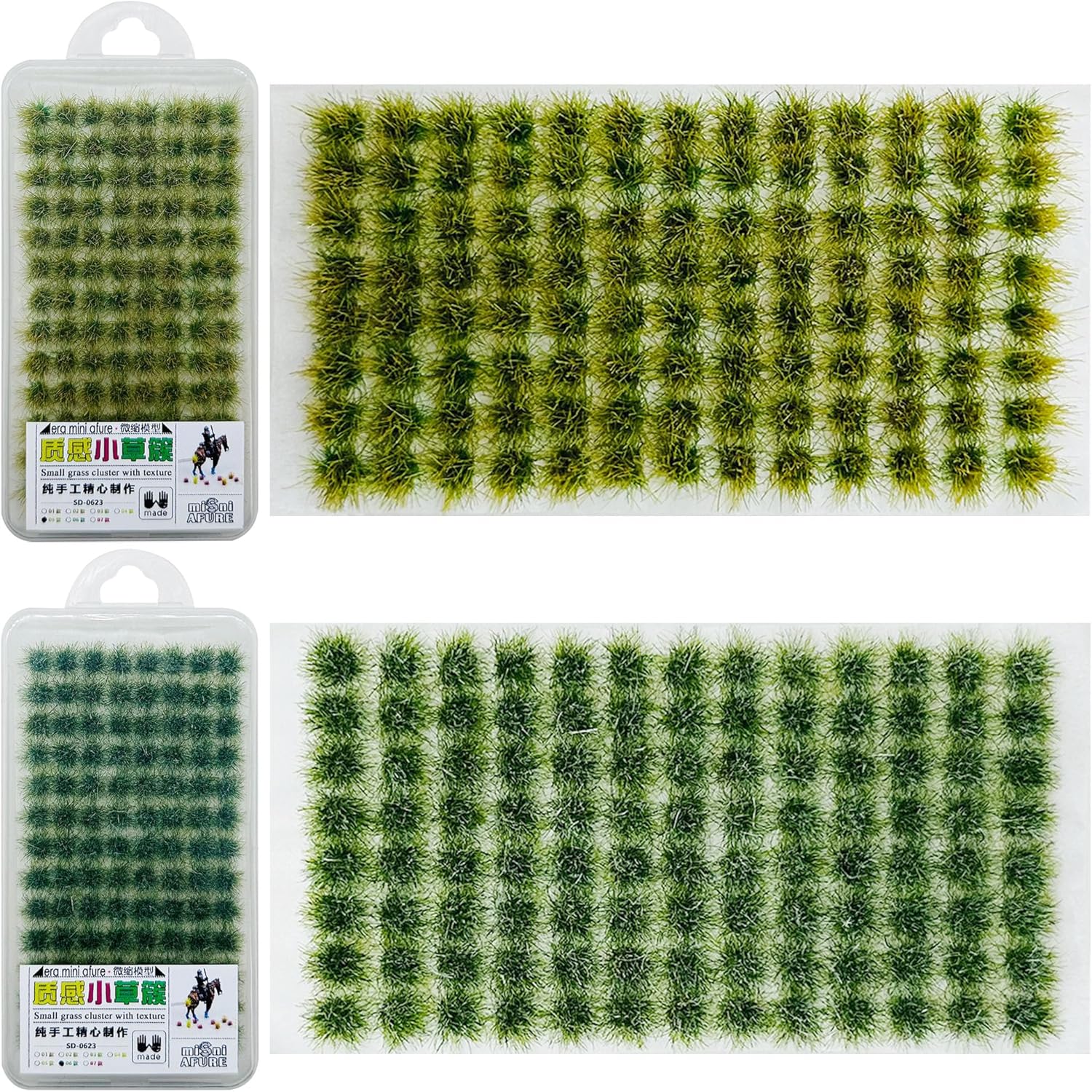208 PCS Static Grass Tuft Model Grass Tufts Railway Artificial Grass 2 Color Bushy Tuft Flower Cluster Vegetation Groups for DIY Architecture Building Model Train Landscape Railroad Scenery