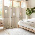 6 Panel Room Dividers 5.6FT Wall Divider with Freestanding Peg Board Display Wooden Folding Privacy Screen Foldable Partition Wall for Studio Apartment, Living Room, Natural Wood