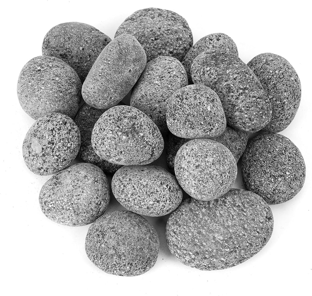 Skyflame Black Natural Tumbled Stones Round Lava Rock Pebbles for Indoor Outdoor Gas Fire Pit | Fireplaces | Garden Landscaping Decoration | Cultivation of Potted Plants | 10 Pounds | 2-3 Inch Size