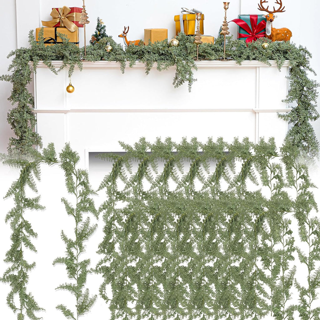 12 Pcs 5.6ft Artificial Christmas Pine Garlands Faux Berry Shaped Pine Garlands Realistic Leaves Hanging Greenery Plant for Christmas Table Fireplace Wall Mantle Indoor Xmas Decor