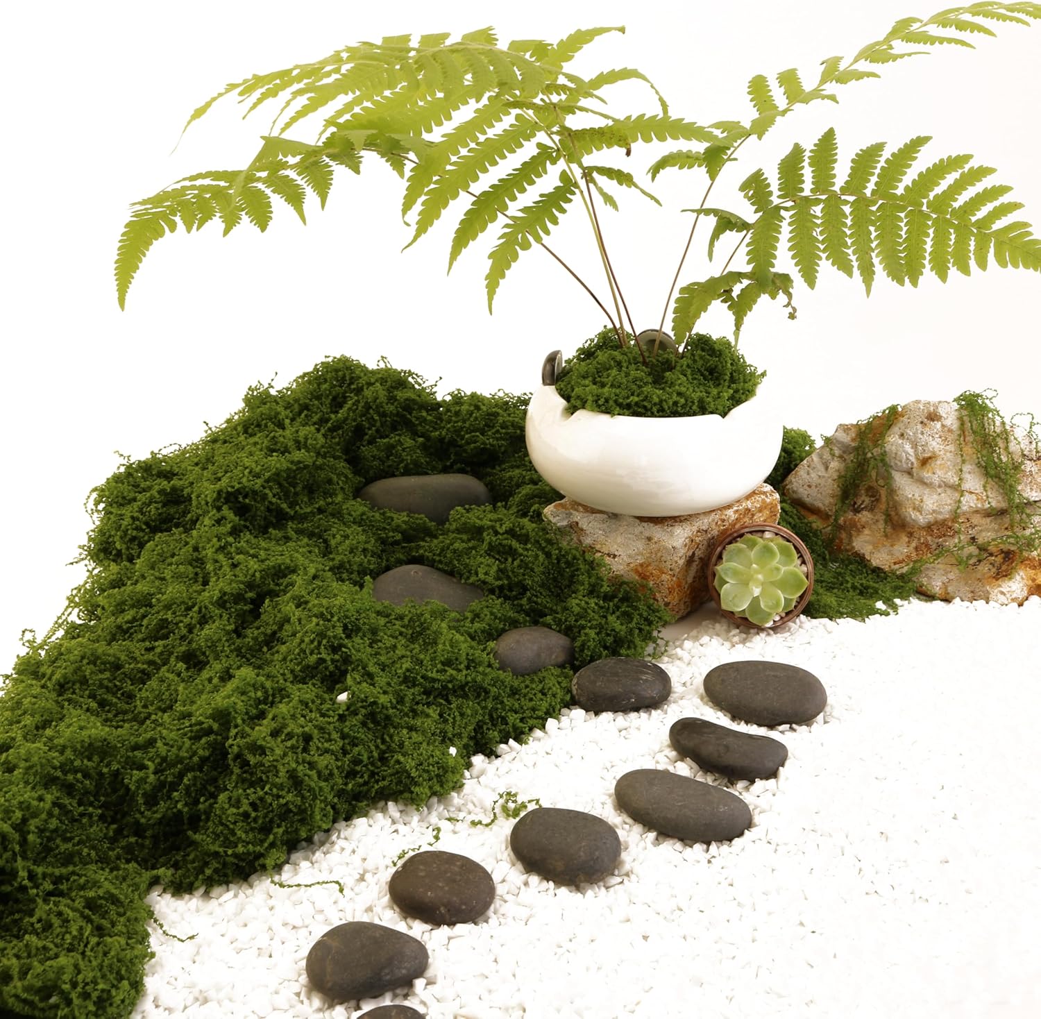 Dark Green Moss is Used for Handicrafts, Artificial Moss, Glass Vase Fillers, Wedding/Christmas/Spring Green Parties/Indoor Flower Pots/DIY Rainforest Models/Table Decoration (7.05 Ounces)