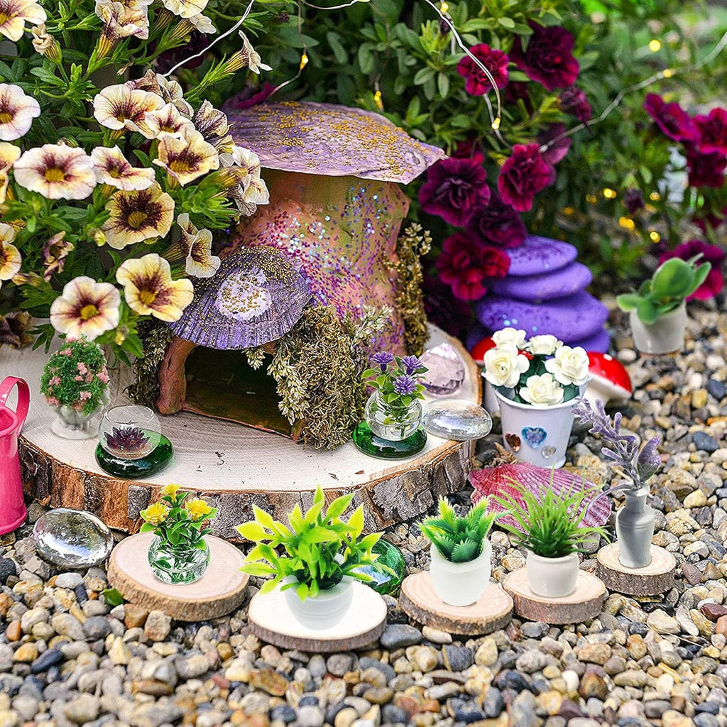 Cayway Dollhouse Plant Miniature 20 PCS Mini Miniature Potted Plants Model Artificial Flowerpot Fake Succulent Doll House for Dollhouse Garden Decorations
