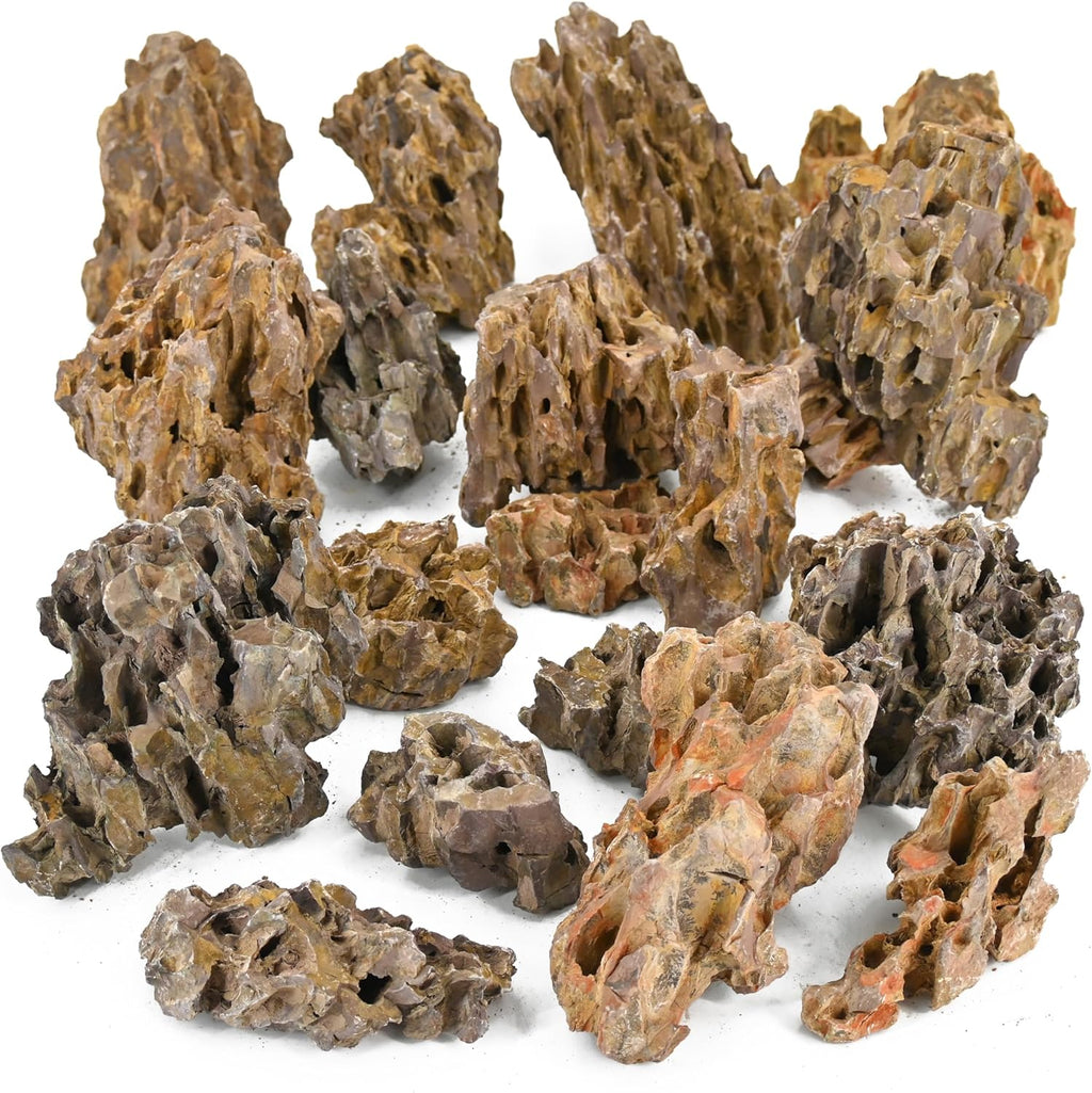 Unocho Dragon Stone Aquarium Rocks 5lb Seiryu Stone for Fish Aquariums Landscaping Model Fish Tanks Terrariums Vivariums Paludarium Amphibian Enclosures(2-4 inches)