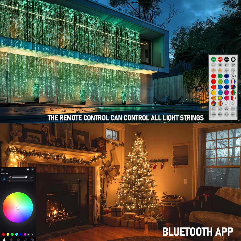 Dazzle Bright Smart Color Changing Christmas Lights, 66FT 200 LED RGB String Lights with Remote & App Controlled, Halloween Decorations for Indoor Outdoor Holiday Xmas Tree Party Decor