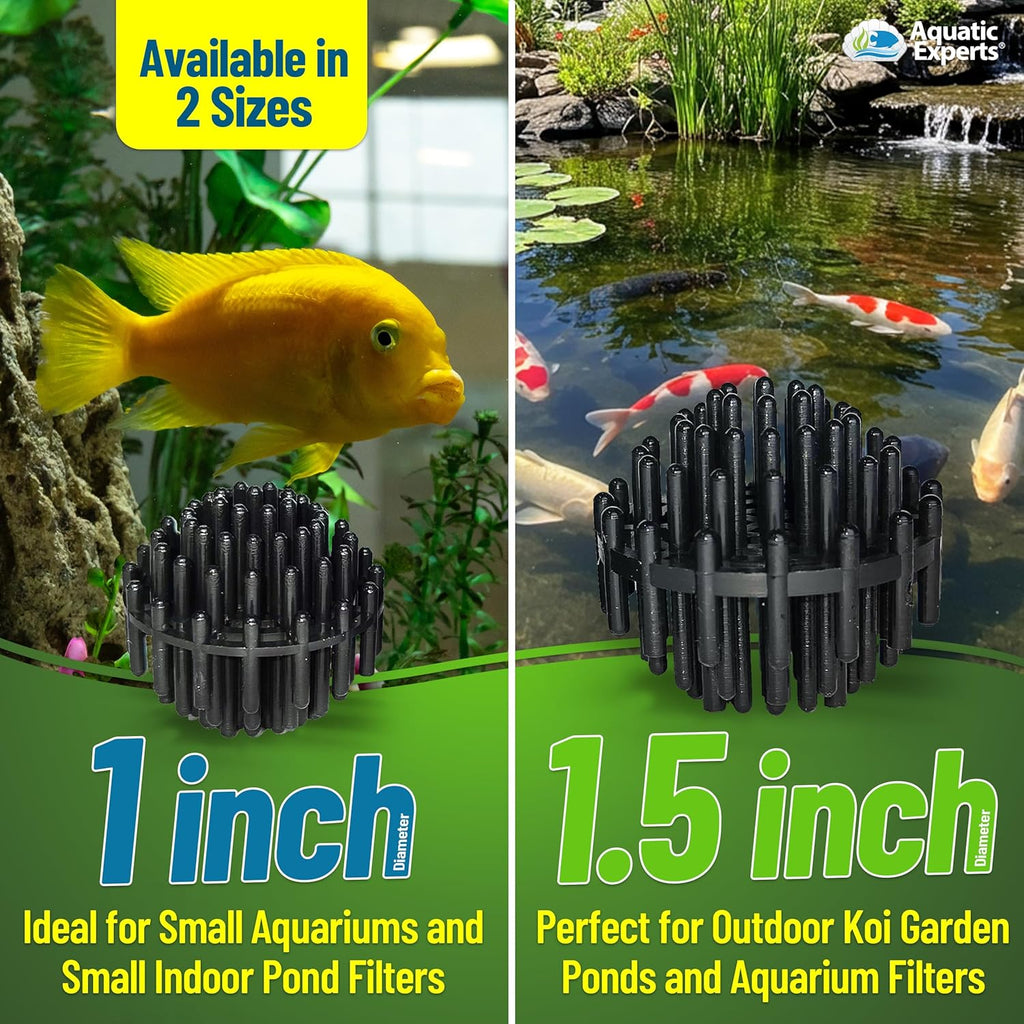 Aquatic Experts Bio Balls Filter Media Bulk, 1.5 Inch Large Bio Balls for Pond & Aquarium Filters, Pond Filter Media for Outdoor Ponds, (300 Count with 14" x 20" Mesh Bag, 1.5 Inch)