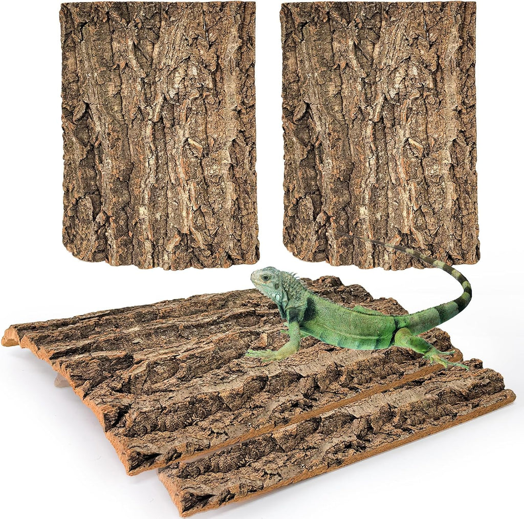 Hamiledyi Cork Terrarium Background 11.8x7.9in 4PCS Natural Reptile Cork Bark Flats Terrarium Board Bearded Dragon Climbing Wall Mat Tank Decor for Lizard Chamelon Snake Turtle Spider Crested Gecko