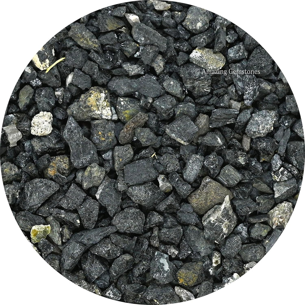 Amazing Gemstone Black Tourmaline Crystal Chips Aquarium Gravel Rocks - Carnelian Chips Bulk Fish Tank Gravel, Small Tumbled Stone Chips and Tiny Crystals for Decoration (1000+ Carat Chips)