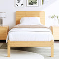 14in High Solid Bamboo Wood Platform Twin Size Bed Frame with Headboard, Reinforced Heavy Duty Metal Slats, Noise Free, No Box Spring Needed, Easy Assembly