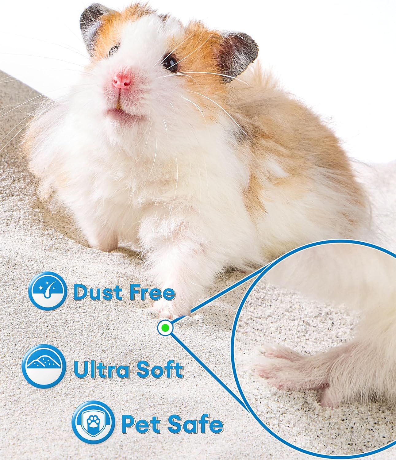 BUCATSTATE Hamster Sand 6.6LB, Highly Absorbent & Odor Control Potty Litter, Sand for Hamster Bath, Chinchillas, Gerbils, Mice, Degus and Other Small Pets (ZeoliteSand)