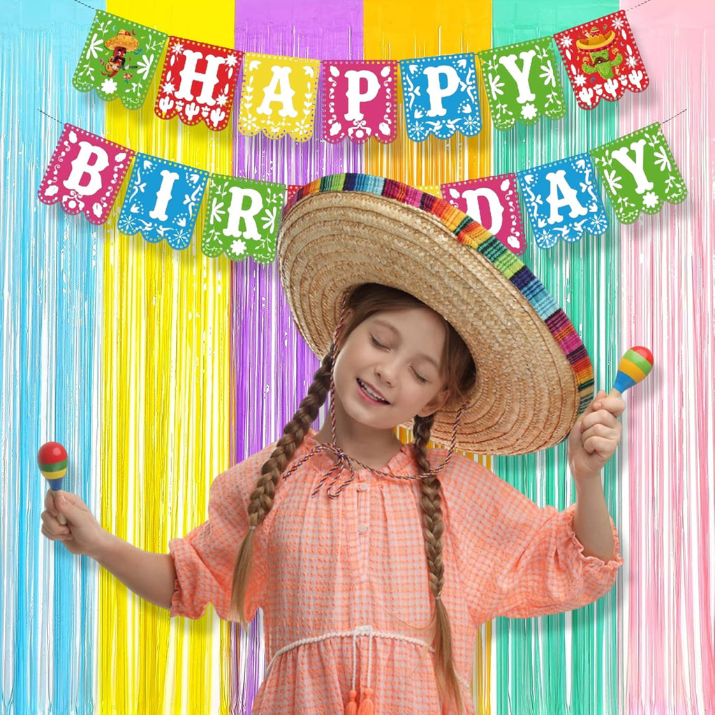 BRAVESHINE Tinsel Foil Fringe Curtains - 2Pcs 3.2x8.2ft Pastel Colourful Photo Backdrop for Christmas New Years Princess Birthdays Easter Bunny Bridal Shower Fairy Kids Candy Donuts Party Decorations