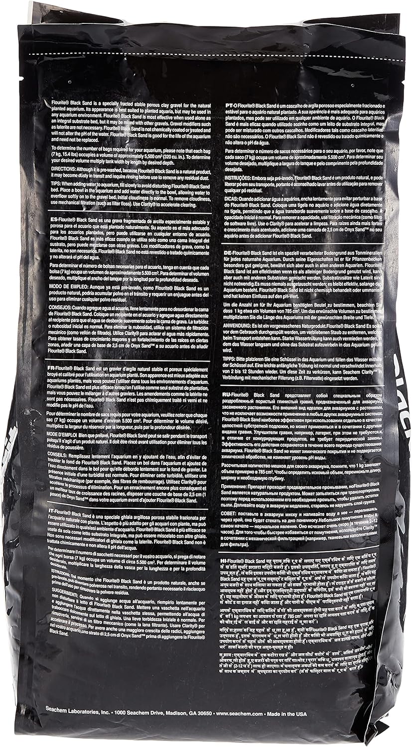 Seachem Flourite Black Sand, 15.4 Pound (Pack of 2)
