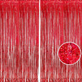 BRAVESHINE Red Tinsel Foil Fringe Curtains - 2Pcs 3.2x8.2ft Holidays Photo Booth Party Backdrop for Christmas/Girl/Birthday/Valentine’s/Bridal/Bachelorette/Anniversary/Engagement/New Years Decorations