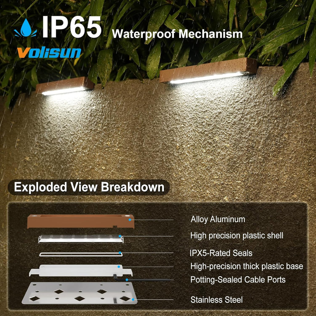 VOLISUN 8 Pack 7 Inch Retaining Wall Lights, Waterproof LED Hardscape Lighting, Cuttable Low Voltage Landscape Lighting, 12V Paver Lights, 3W Outdoor Step Lights, 5000K Daylight, ETL