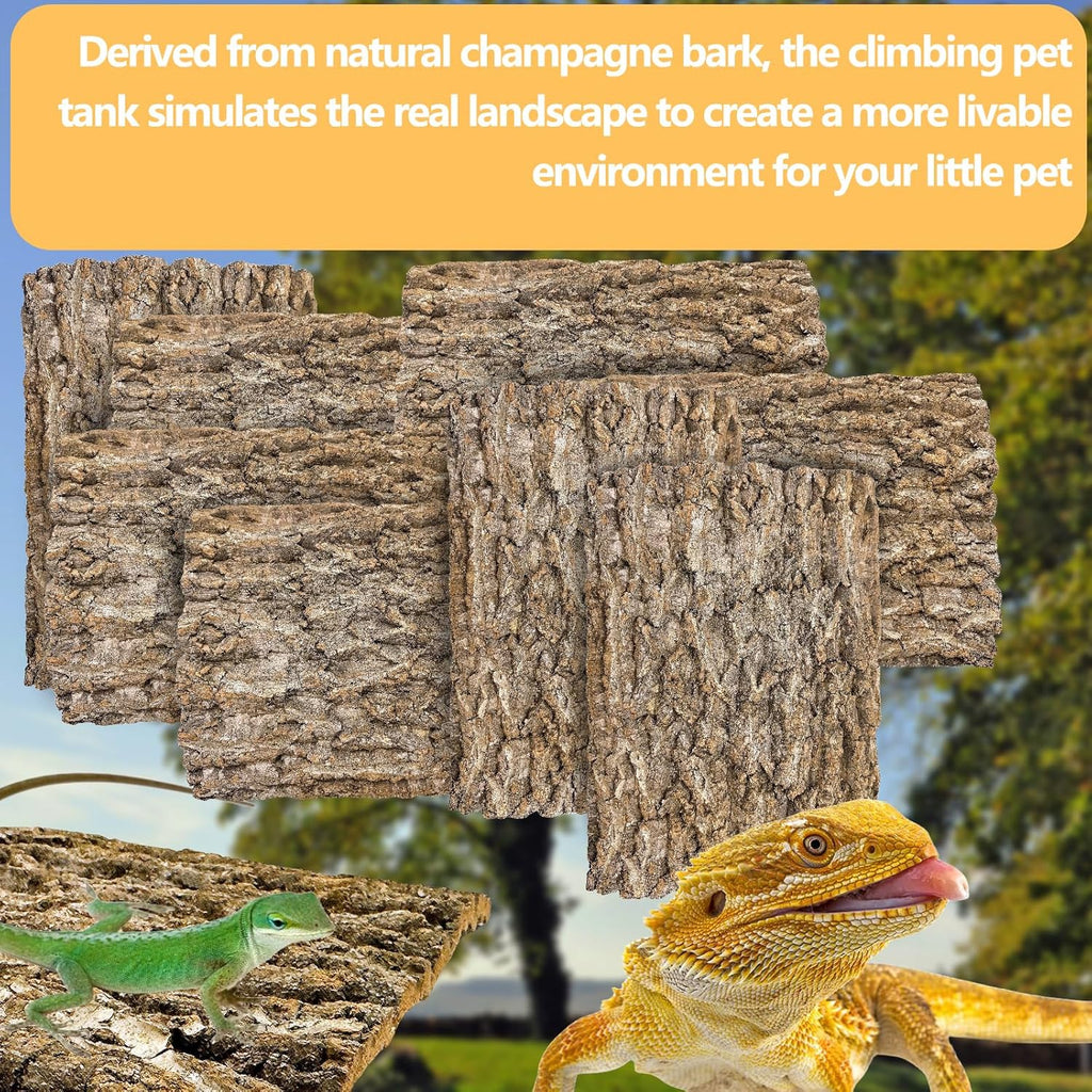 Hamiledyi 8PCS Cork Terrarium Background 15.7x11.8in Natural Large Cork Bark Backdrop Reptile Climbing Mat Tank Habitat Decor for Spider Lizard Chamelon Turtle Beared Dragon