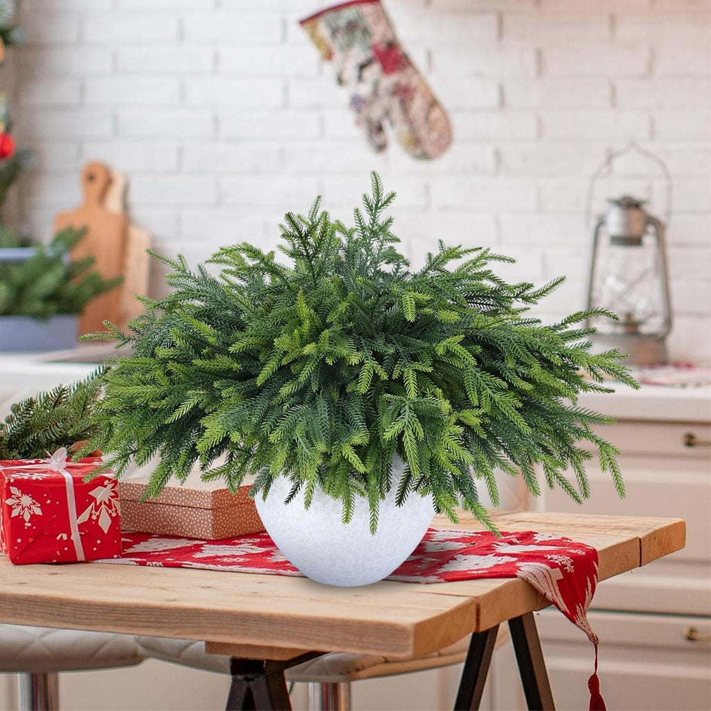 24 Pcs Pine Branches Artificial Green Pine Stem - Real Touch Christmas Greenery Pines Branch for Vase DIY Crafts Flower Arrangement Home Indoor Christmas Decor(18 Inch)
