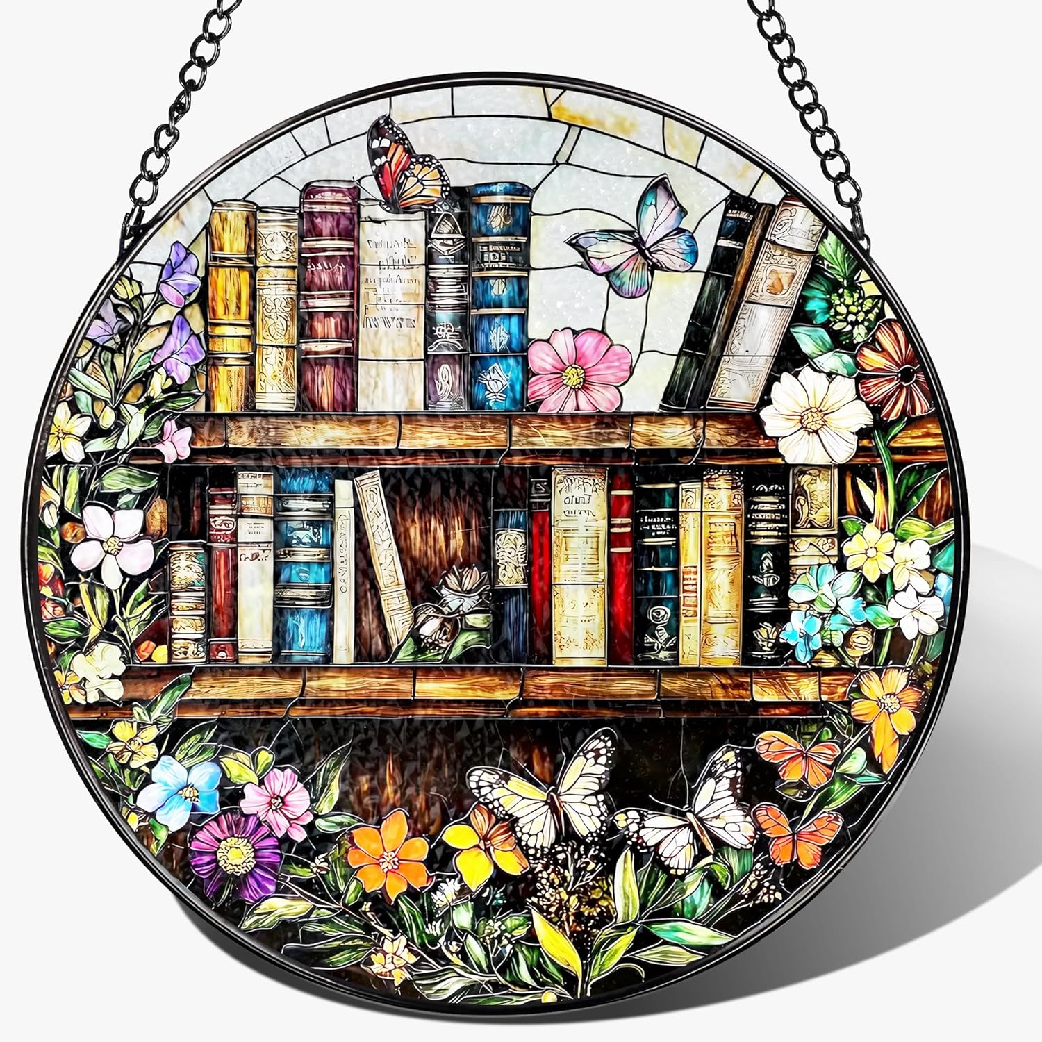 8'' Stained Glass Suncatcher Ornament, Stained Glass Window Hanging, Sun Catchers for Windows Hanging Ornaments, Window Decor | Book Club Gift, Fantasy Book Lover Gift, Reader Gifts