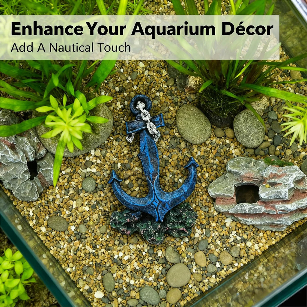 Aquarium Ship Anchor Decor, Realistic Resin Fish Tank Ornament, Perfect Underwater Decoration for Fresh/Saltwater Aquariums