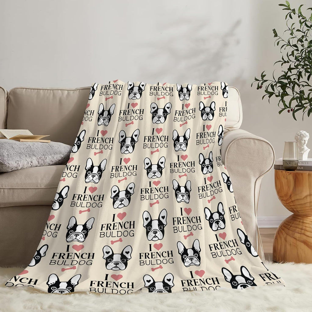 Boston Terrier Throw Blanket French Bulldog Frenchie Puppy Stuff Gifts for Dog Lover Kids Girls Boys Adults Women Men Soft Cozy Warm Plush Fluffy Fuzzy Fleece Blanket Decor 60''X80''