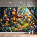 12X8ft Enchanted Forest Backdrop Fairy Tale Forest Mushroom House Photography Background Magic Garden Woodland Party Decorations Photo Shoot Booth Props