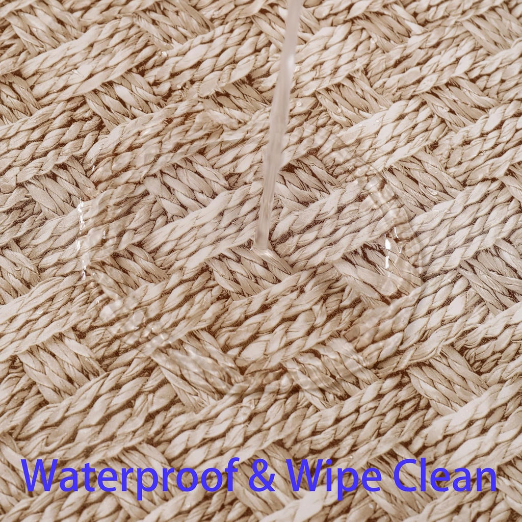 Walrus Heavy Duty Vinyl Tablecloth with Flannel Backing Waterproof Oil-Proof Plastic Table Cloth Stain-Resistant Wipeable Rectangle or Square Table Cover for Indoor and Outdoor (Weave, 52X70 Inch)