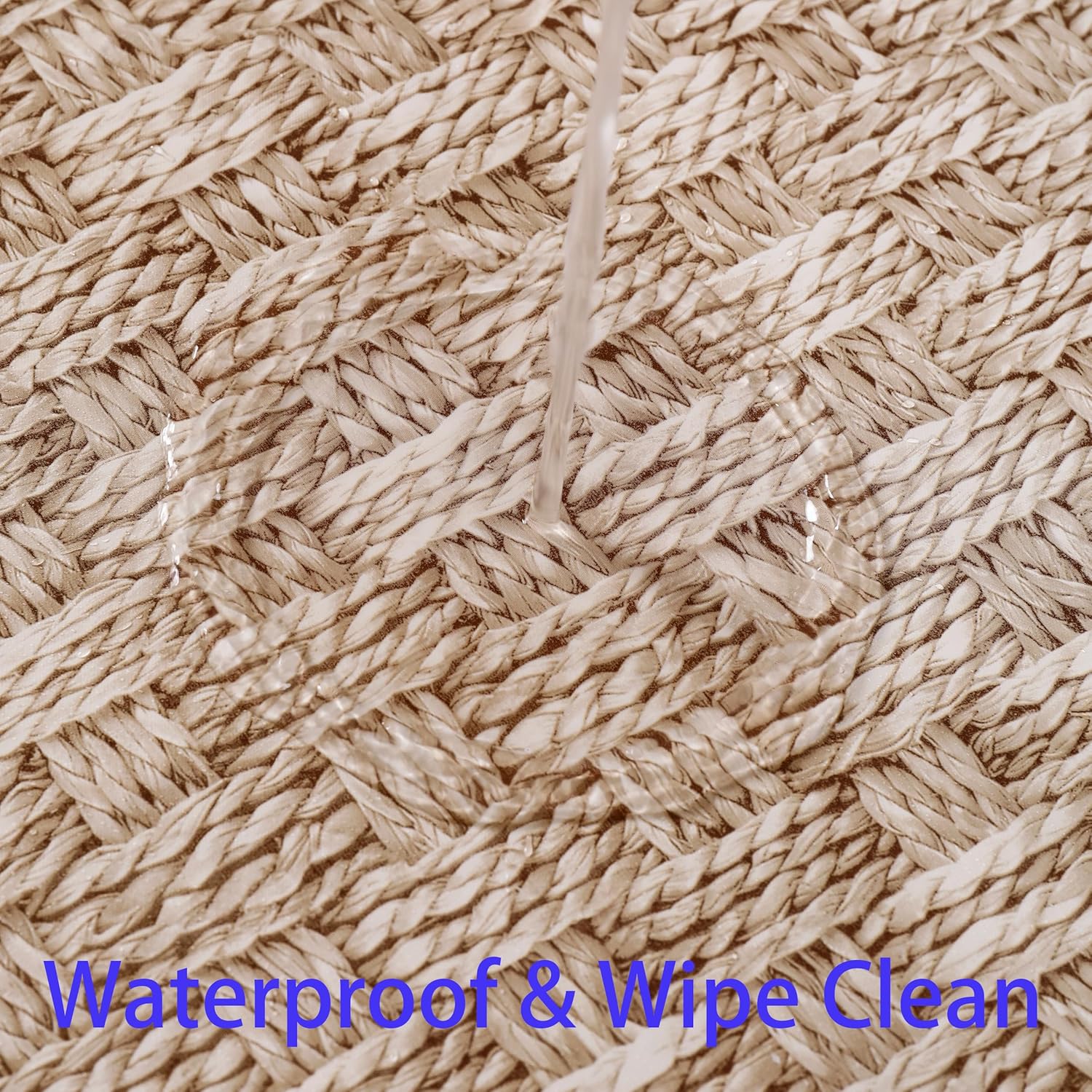Walrus Heavy Duty Vinyl Tablecloth with Flannel Backing Waterproof Oil-Proof Plastic Table Cloth Stain-Resistant Wipeable Rectangle or Square Table Cover for Indoor and Outdoor (Weave, 52X70 Inch)