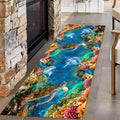 3D Optical Illusion Runner Rug, 3.3x7ft, Sea Dolphin Turtles Underwater World Coral 3D Landscape Hallway Rug, Machine Washable Rugs Carpet for Bathroom Bedroom Laundry Room