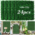 AOKIE 10"X10" Artificial Grass Wall, 24Pcs Boxwood Hedge Wall Panels UV-Anti Grass Backdrop Wall Decor, Greenery Privacy Hedge Screen for Indoor Outdoor Patio Balcony, Party Garden Fence (16.8 sq ft)