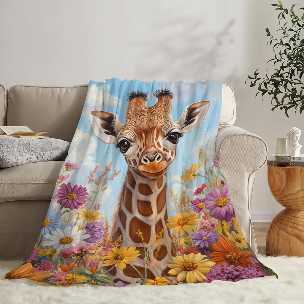 Giraffe Throw Blanket Giraffe Stuff Gifts for Kids Girls Boys Adults Women Man Soft Cozy Warm Plush Fluffy Fuzzy Fleece Blanket Decor 60''X80''