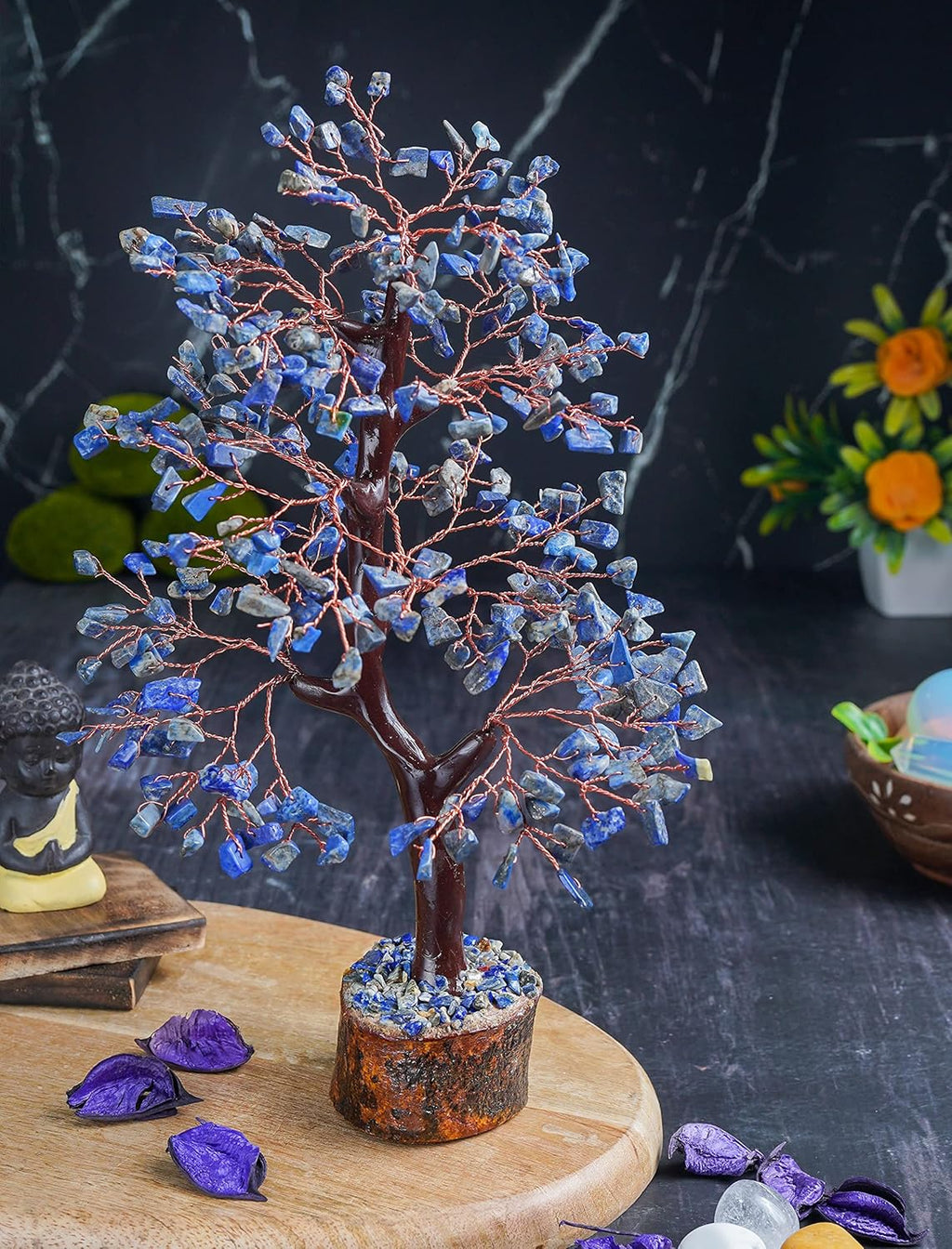 Lapis Lazuli Chakra Tree of Life, Crystal Tree of Life - Handmade Gemstone Tree, Feng Shui Tree, Crystal Decoration, Artificial Tree, Spiritual Gifts, Money Tree Bonsai, Stone Tree, Healing Crystals