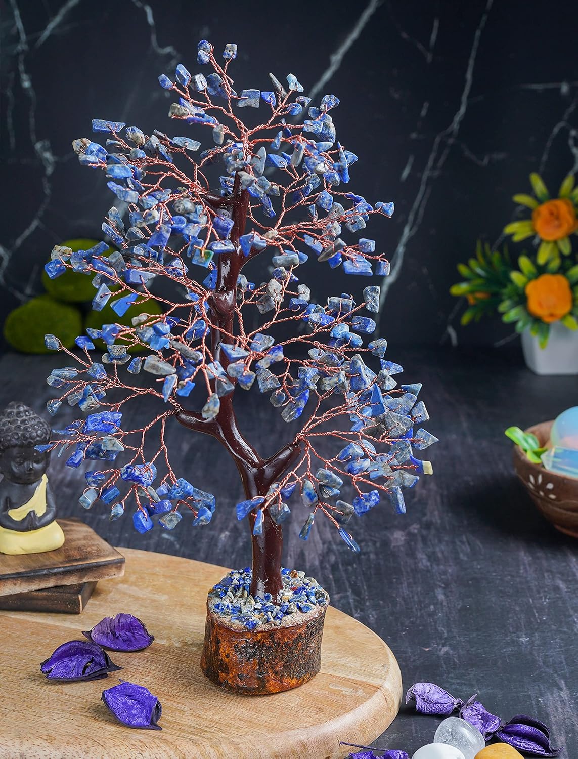 Lapis Lazuli Chakra Tree of Life, Crystal Tree of Life - Handmade Gemstone Tree, Feng Shui Tree, Crystal Decoration, Artificial Tree, Spiritual Gifts, Money Tree Bonsai, Stone Tree, Healing Crystals