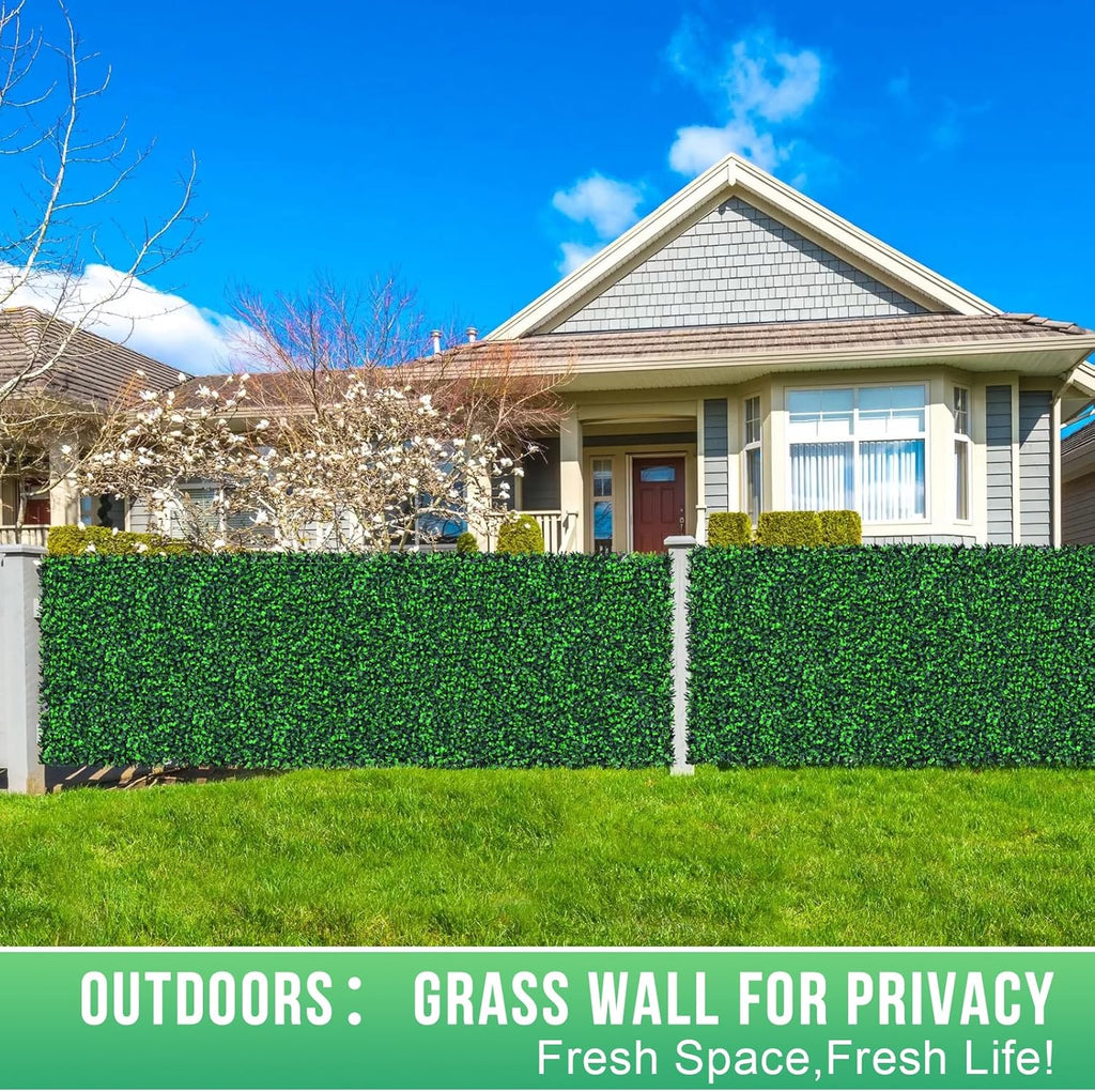 Artificial Boxwood Roll Panels,60"x 120"(50 sq.ft) UV-Anti Faux Ivy Leaves Privacy Fence Screen Grass Wall Roll Panels for Indoor Home Decor and Outdoor Garden Backyard
