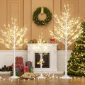 Outdoor Christmas Decorations Lighted Birch Tree Set of 3, LED Warm White 4, 6 and 8 Feet, for Indoor Christmas Decor, Party, Garden, Yard, Wedding, Holiday