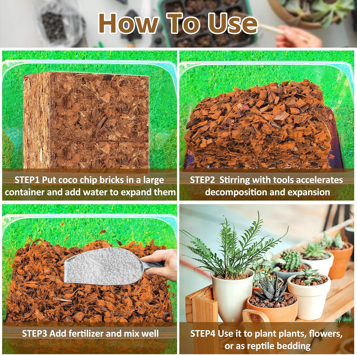 Riare 10LBS Coco Chips Substrate for Plants- 100% Organic Coconut Husk Chips with Low EC and pH Balanced, High Expansion Coconut Substrate Coco Husk Mulch for Garden Flowers, Herbs, Planting