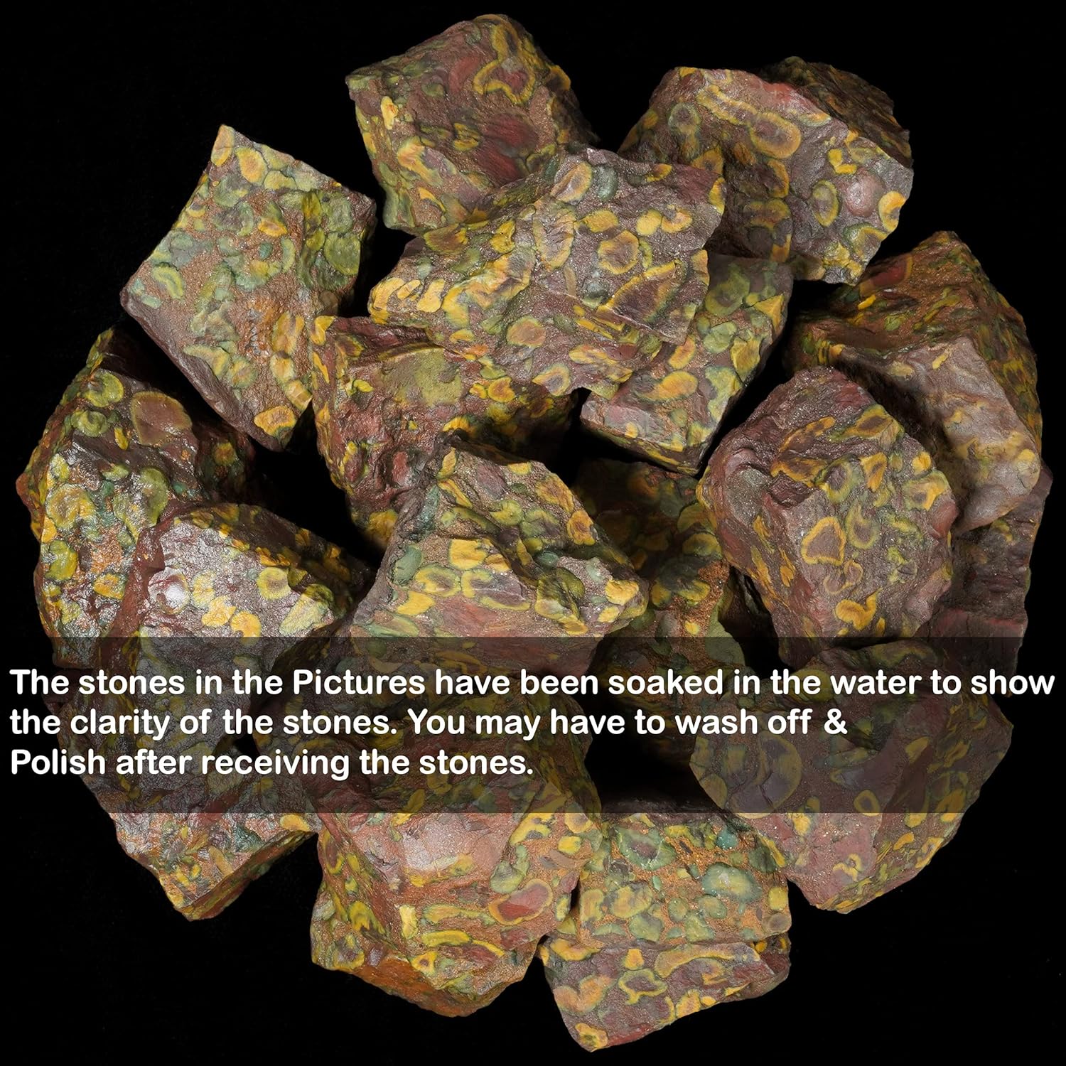 Crocon 1LB Fruit Jasper Rough Bulk Natural Stone Raw Gemstone Tumbling Cabbing Polishing Gem Mining Chakra Balancing Reiki Healing Good Luck Home Office Decor