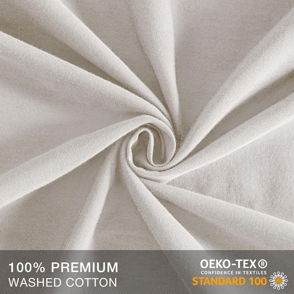 JELLYMONI Pillowcases King Set of 2 Cotton Envelope Pillow Covers Beige 20×36in Bed Pillow Case 100% Washed Cotton Soft Breathable (Pillows are not Included)